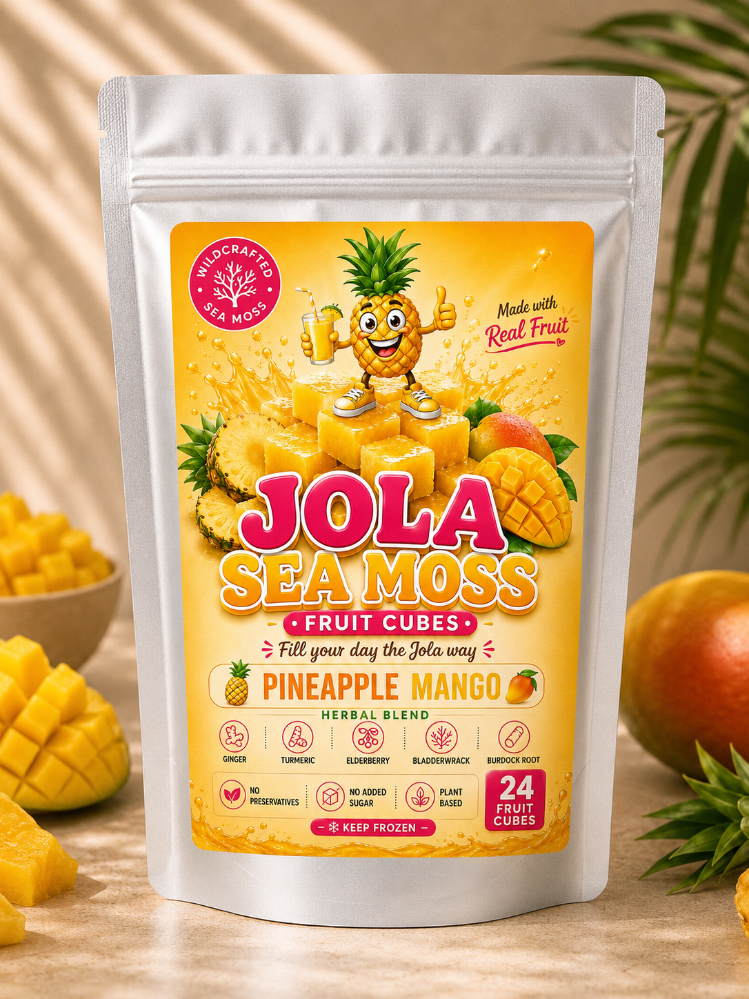 Pineapple Mango Herbal Blend Irish Sea Moss Fruit Cubes (24 Count)