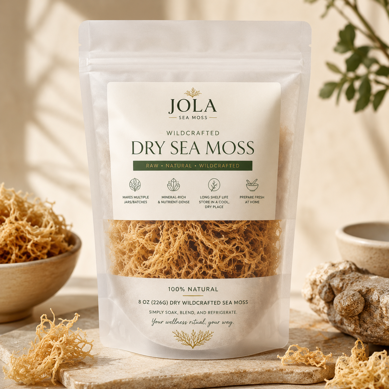 Wildcrafted Dry Sea Moss – 8oz (226g)