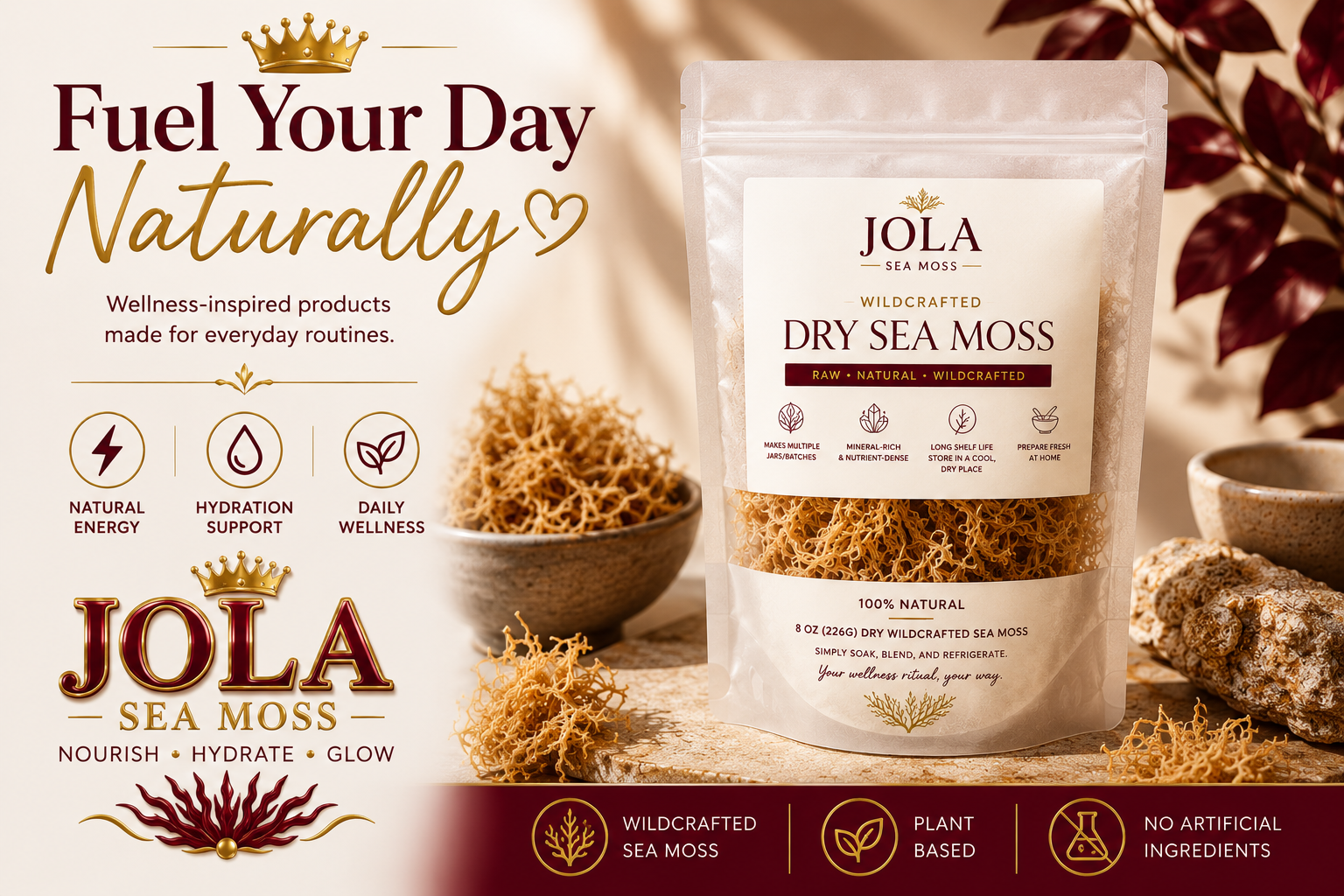 Wildcrafted Dry Sea Moss – 8oz (226g)