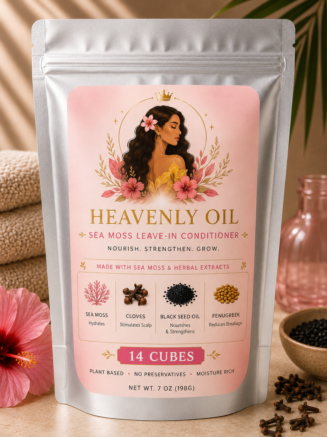 ✨ Root & Glow Hair Serum Heavenly Oil Leave-In Conditioner Cubes (14 Count)