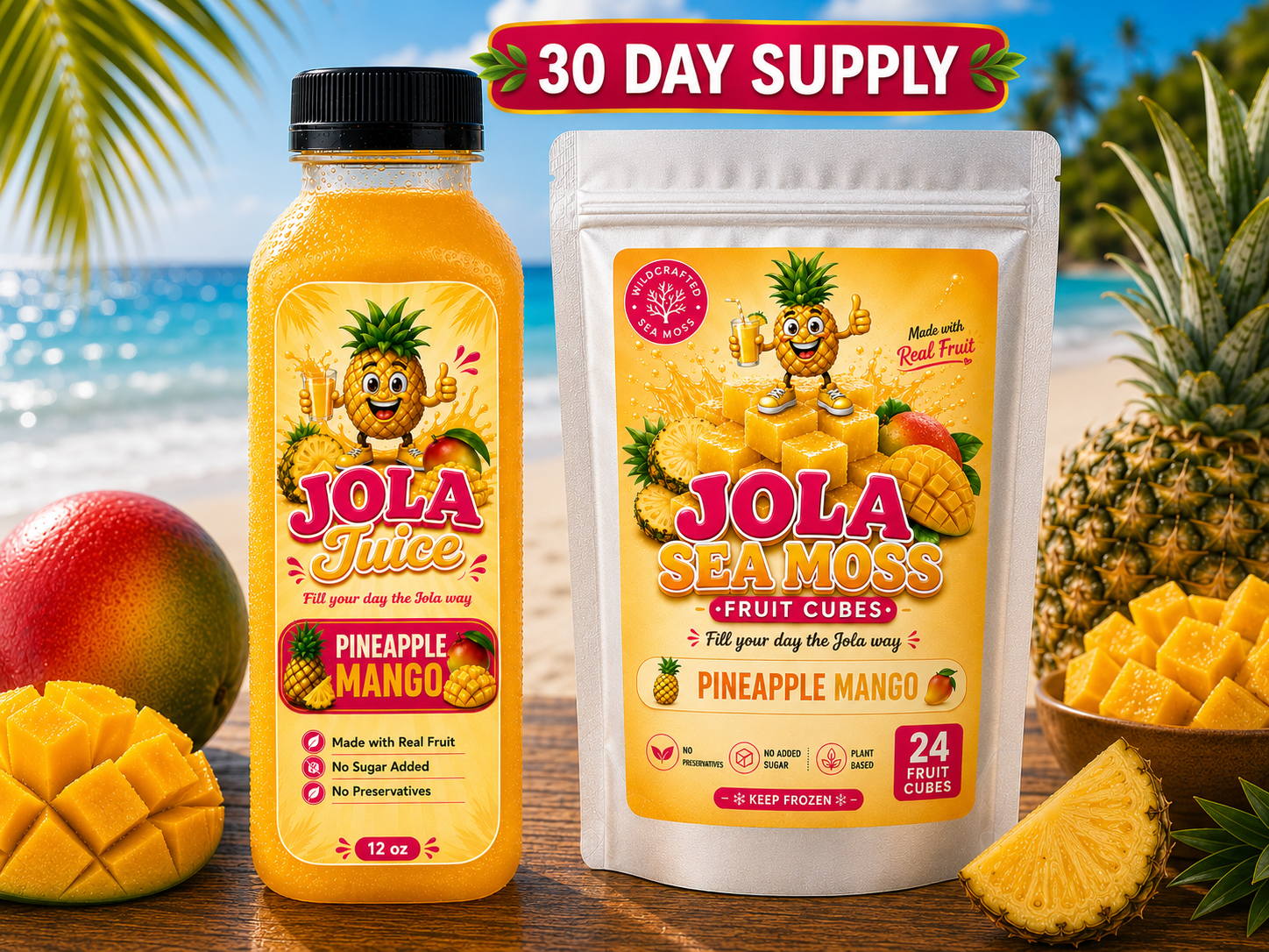 Pineapple -Mango Jola Juice & Fruit Cube Bundle 30-Day Supply
