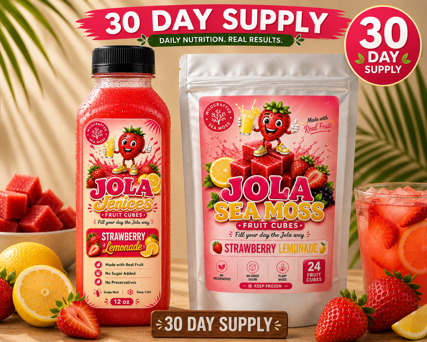 🍓Strawberry Lemonade Jola Juice & Fruit Cube Bundle 30-Day Supply